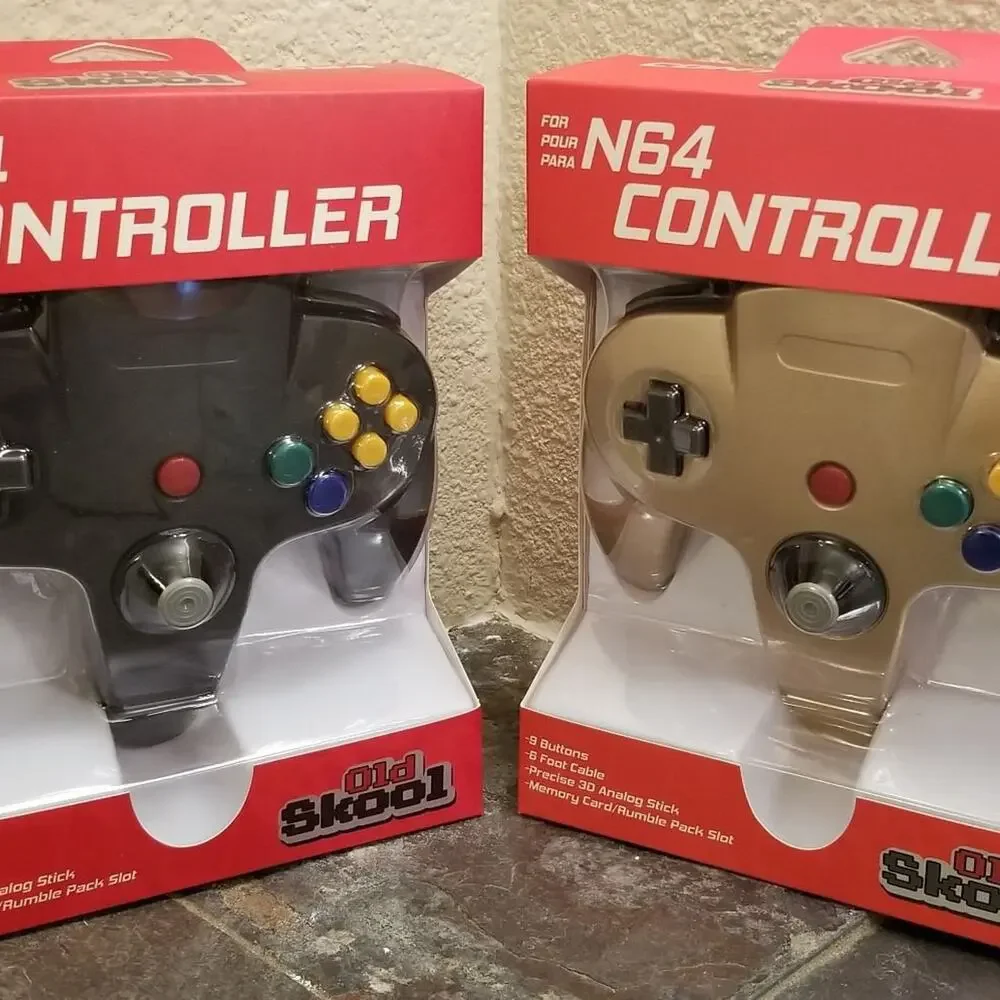 2 N64 Controllers - Gold & Black (NEW) - Nintendo64 - Old Skool